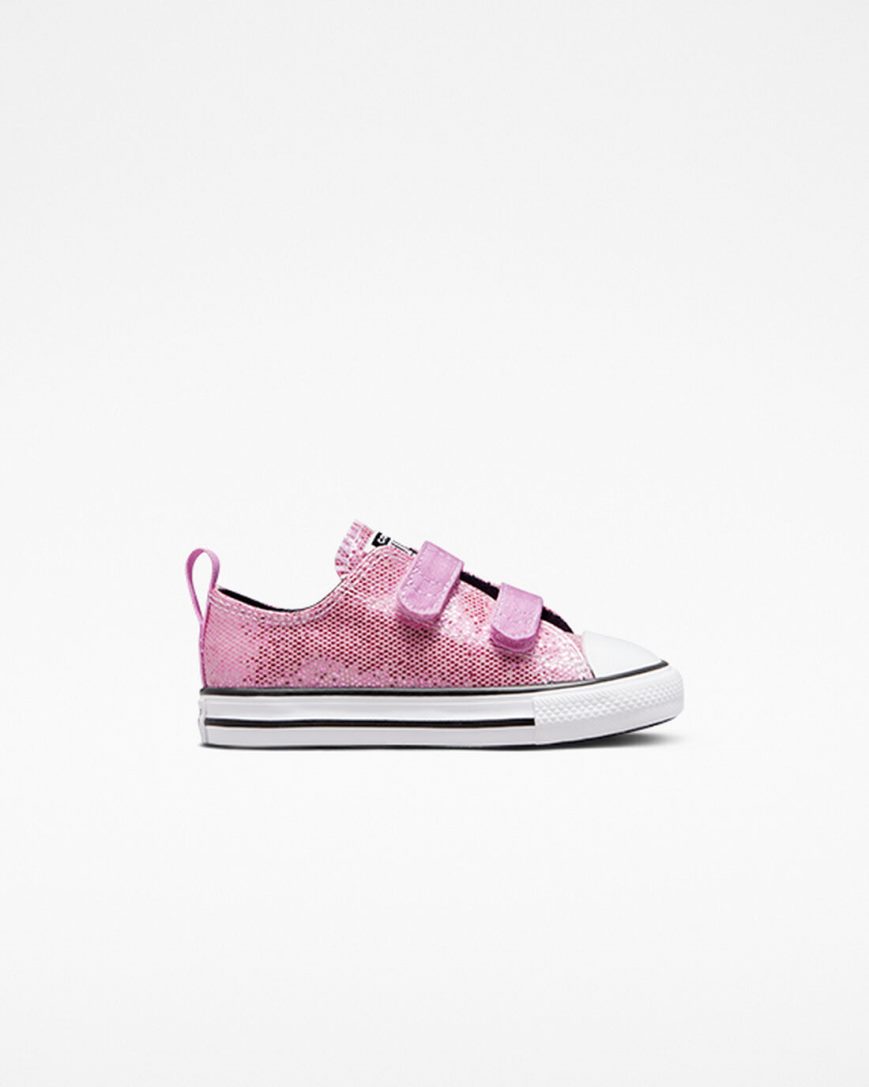 Tenisi Fete Converse Chuck Taylor All Star Easy-On Glitter Roz Negrii | RO PCEQI514